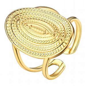18K Gold Plated Women's Finger Ring Textured Open Back Everyday Modern Fashion